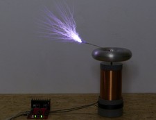 Bobina Tesla 230V con Toroide, montata, Halfbridge SSTC Solid State Tesla Coil
