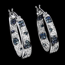 925 Orecchini Argento Sterling Zaffiro Rotondo Taglio Diamante Topazio Naturale