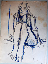 Mario Salmaso, Studio, Acquerello inchiostro su carta dipinto, 1960