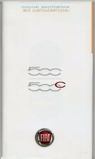 Fiat 500 e 500C Specifiche 2009-10 UK Market Brochure Pop Sport Lounge Diesel