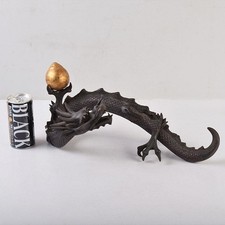 Antica statua bronzo DRAGO statuina giapponese figura in metallo oggetto 14,8 pollici