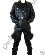 TUNICA TEDESCA IN PELLE WW2 CALZONI PANTALONI UNIFORME MILITARE CAPPOTTO COSTUME