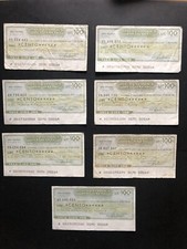 7 Miniassegni lire 100 La Banca Cattolica Del Veneto 1976. Circolati