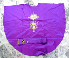 VECCHIA CASULA E STOLA VIOLA RICAMO PARAMENTO SACRO PRETE MESSA RELIGIONE
