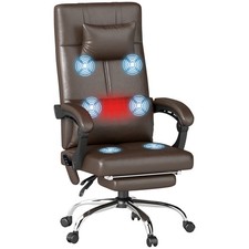 Vinsetto Sedia da Ufficio Massaggiante con Poggiapiedi e Telecomando Marrone