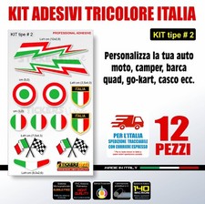 Kit di adesivi tricolore italia bandiera italiana auto moto barca casco bici T2
