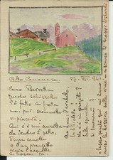 ALTO CANAVESE ( Torino ) - Scorcio dipinto a mano a firma COLMO mittente -dup576