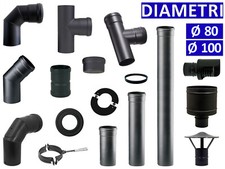 KIT Canna Fumaria Da Interno Tubi Scarico Fumi Stufa a Pellet In Acciaio