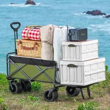 Carrello Pieghevole con Ruote Grande Capacità Carrello Multifunzione Giardino Parco Esterno