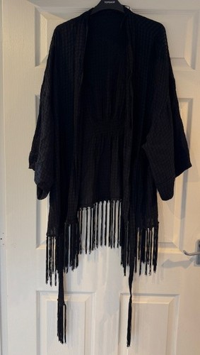 Zara kimono nero con frange - zara,