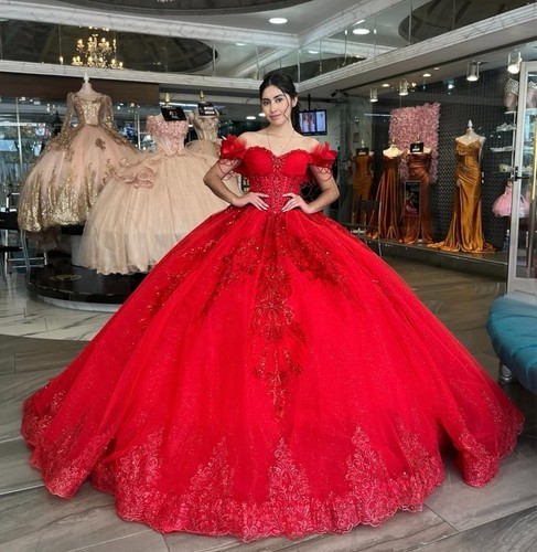 Abiti quinceanera rossi - quinceanera, spalle