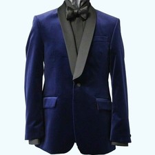 Giacca uomo velluto blu elegante abbigliamento festa matrimonio cena blazer