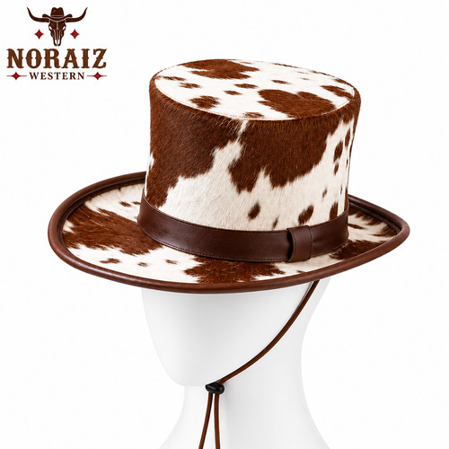Cappello nero bianco pelle - , di