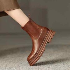 Stivali Scarpe Anfibi Donna Comodi Bassi Marrone Dopo Sci Pelle Sintetica 39782