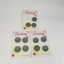 Bottoni Lansing Vintage Quattro Fori Piatti Nuovi Vecchio Stock Piccolo Gradiante Grigio 