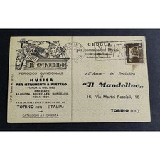 Cartolina "Il Mandolino" Periodico Musica per Strumenti a Plettro Torino