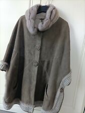 Poncho mantella donna In Kashmir Lana E Pelliccia Di Visone