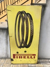 Rara insegna Pirelli 140x70 1950 servizio pneumatici Stella Gran Premio insegna smaltata Sign