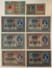 10000-1000-100-20 KRONEN 1910 OSTERREICH 8 BANCONOTE CORONE AUSTRIA - UNGHERIA