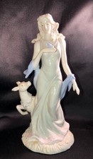 Bellissima statuina fanciulla della foresta stile Llandro con cervo e farfalla 9 1/2"