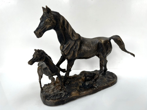 Vintage bronze horse - bronze, foal