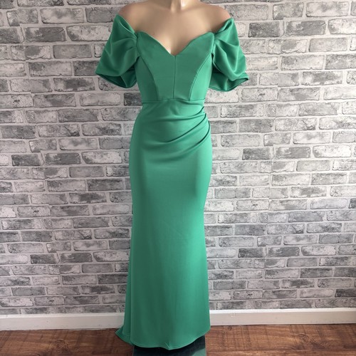 Abito verde bardot spalle - abito,