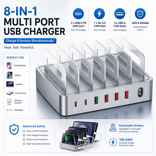 Stazione ricarica usb 72w - stazione,