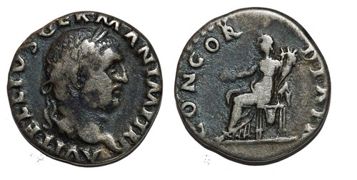 Vitellius denier concordia - p, r