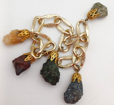 BRACCIALE CATENA CON CHARM DI PIETRE GREZZE NATURALI