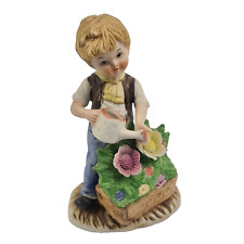 STATUINA PORCELLANA MARCHIO N CORONATA STATUA FIGURINA BAMBINO con Fiori del 900