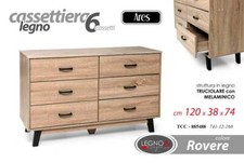 CASSETTIERA SALVASPAZIO 6 CASSETTI BASSA SETTIMINO MODERNO ROVERE 120*38*H74 cm