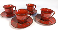 Set 4 tazze e piattini Ernestine Salerno rosso Eva Italia ceramica papavero MCM vintage