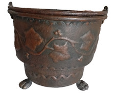 Paiolo In Rame decorato pentola secchio porta fiori pianta 1.8 kg zampe leone