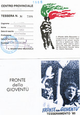 Tessera 1986 Fronte della Gioventù MSI M.S.I perfetta