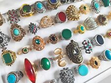 Lotto all'ingrosso 50 pezzi vintage cristallo pietra mix stile metallo gioielli anello uomo donna