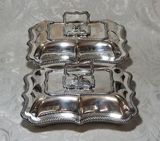 Vecchio piatto Sheffield c1815 coppia georgiana di piatti/buffet entreé