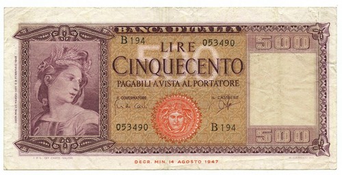 500 lire italia - lire, ornata