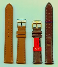 CINTURINO VERA PELLE DI VITELLO MARRONE 18mm 19mm, FIBBIA VINTAGE ACCIAIO BREITLING ORO