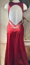 Maxi abito La Perla maison pizzo italiano rubino raso UK 12 IT2 US8 rosso abito da ballo