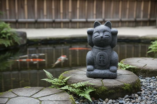 Statua maneki neko ceramica - maneki-neko,