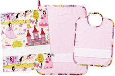 - Set Asilo 3 Pezzi Fantasia Principesse Con Tela Aida Da Ricamare, Composto Da 