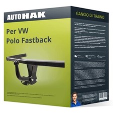 Gancio traino adatto per VW Polo Fastback Tipo 6R/6C fisso Auto Hak NUOVO