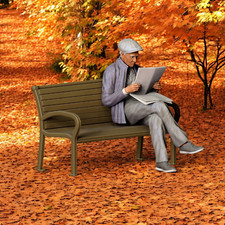 Old Man Seated on Bench Figure