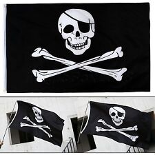 Large Skull Crossbones Pirate Flag Jolly Roger Banner 5X3 Ft Eyelets For Hanging
