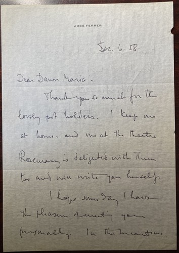 Jose ferrer autographed - jose, letter