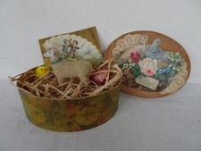 antico,gamba bastone,8 cm.pecora lana,intz tedesco,3 1/4'' in scatola decorata a mano.