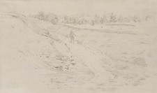 R. WASMANN (1805-1886), Escursionista con Cane, Matita Paesaggio Romantico