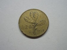 Moneta Italiana 20 lire Ramo di Quercia 1958 Condizioni MB