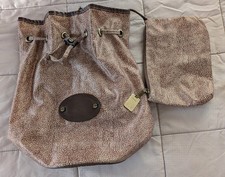 Borsa a spalla Borbonese da donna monospalla, in nylon e pelle, beige, usata