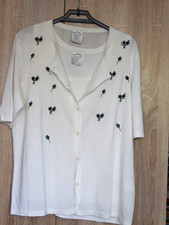 Top + giacchetta in cotone bianco  e ricami  - Vera da Pozzo - taglia 44